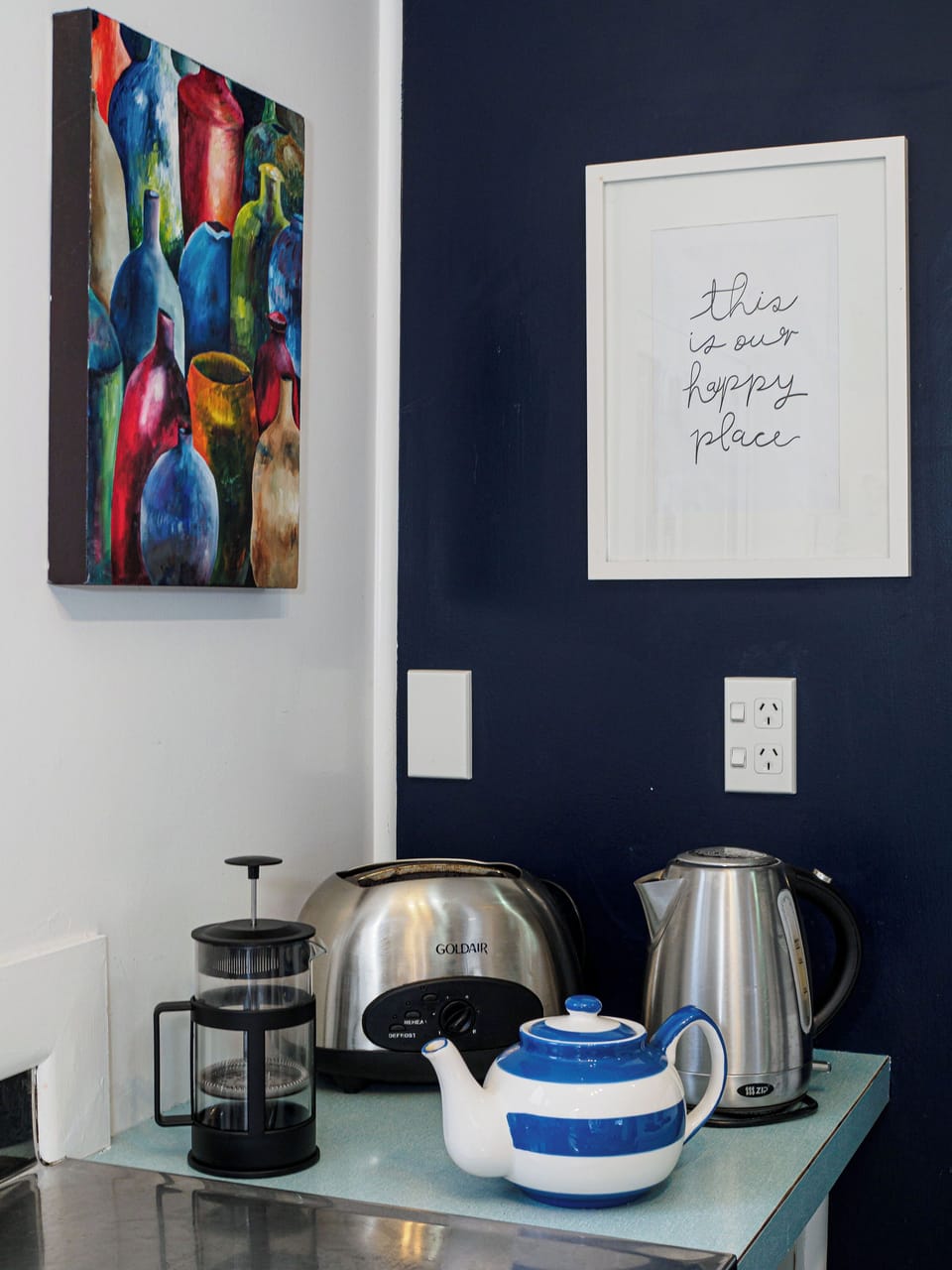 Plunger coffee and tea provided