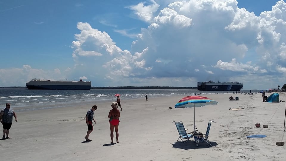 Enjoy the beaches and cargo ships passing by