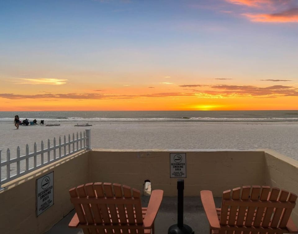 Enjoy Breathtaking Gulf of Mexico Sunsets from the Beachfront Seating Area at Sea Rocket in North Redington Beach