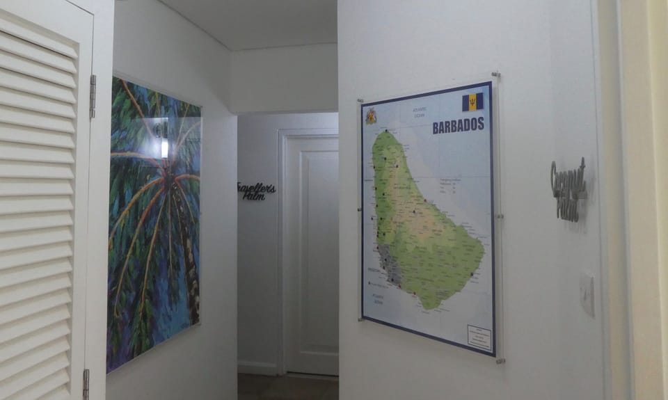 A Barbados map in the corridor has some places of interest & restaurants marked