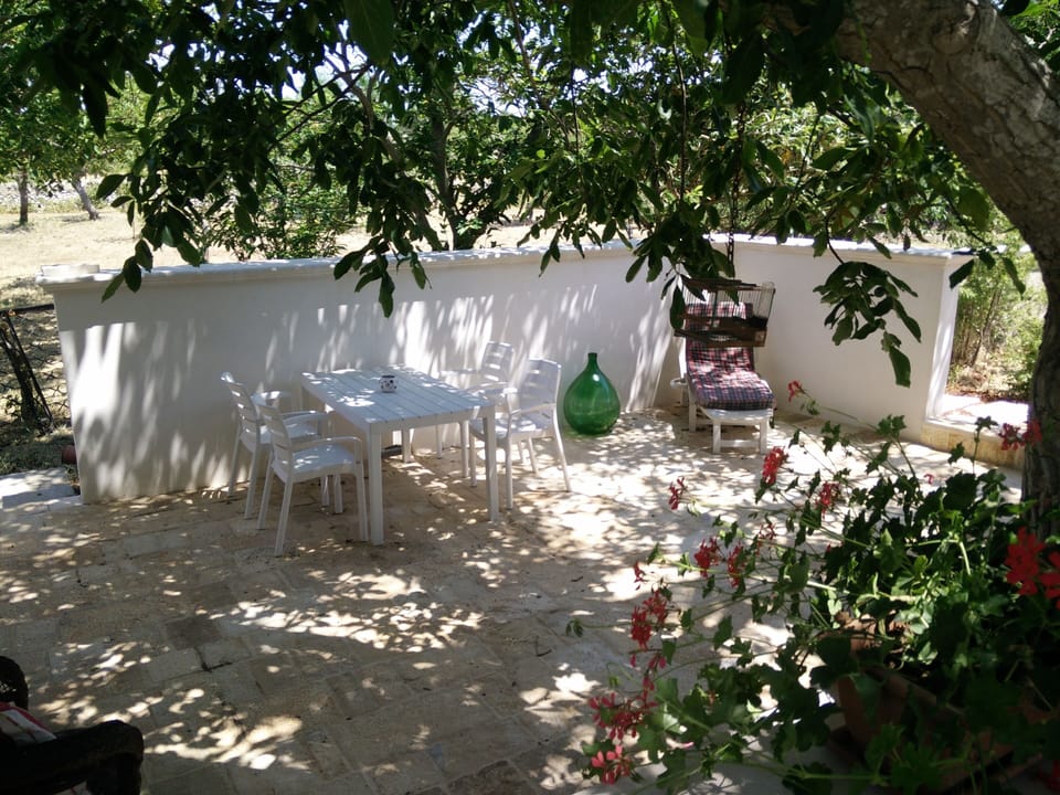 Private shaded patio outside studio 1