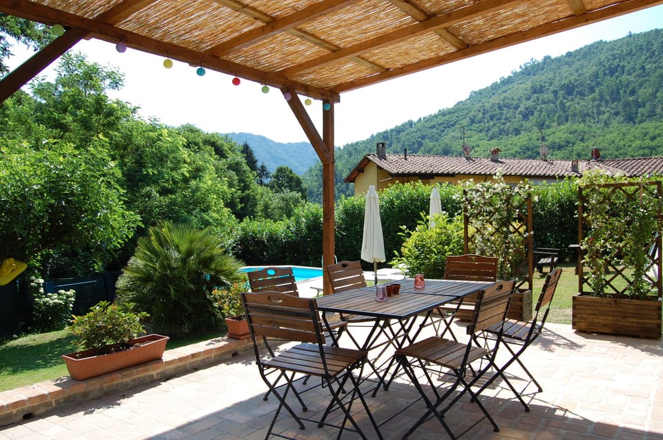 View from patio towards pool.