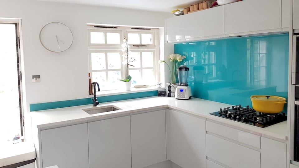 Open plan kitchen with breakfast bar