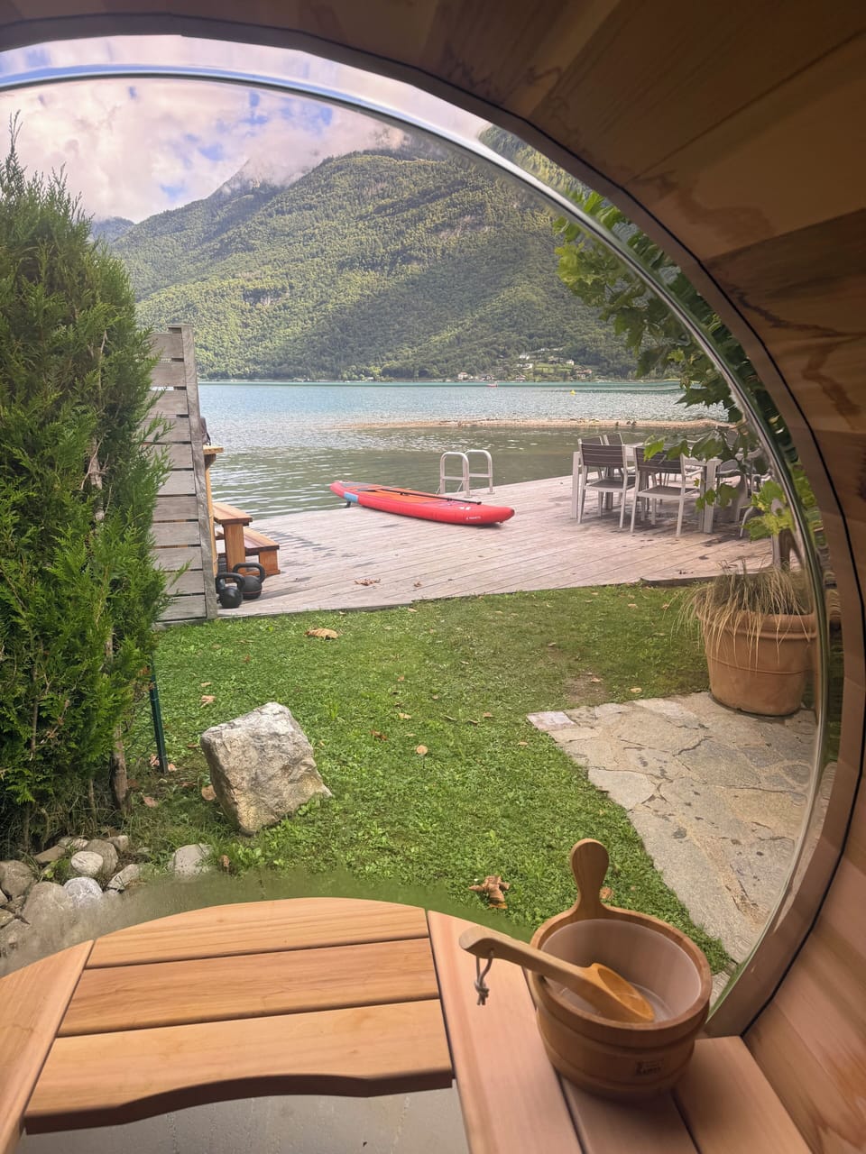 View from our new 5
 seater sauna 