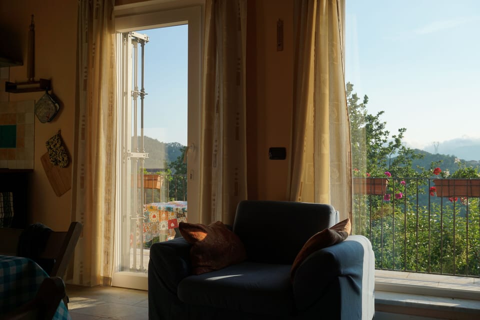 The view to the terrace and above from the apartment 