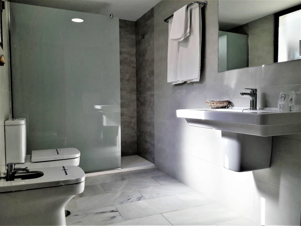 Rainfall showerhead, free toiletries, hair dryer, bidet