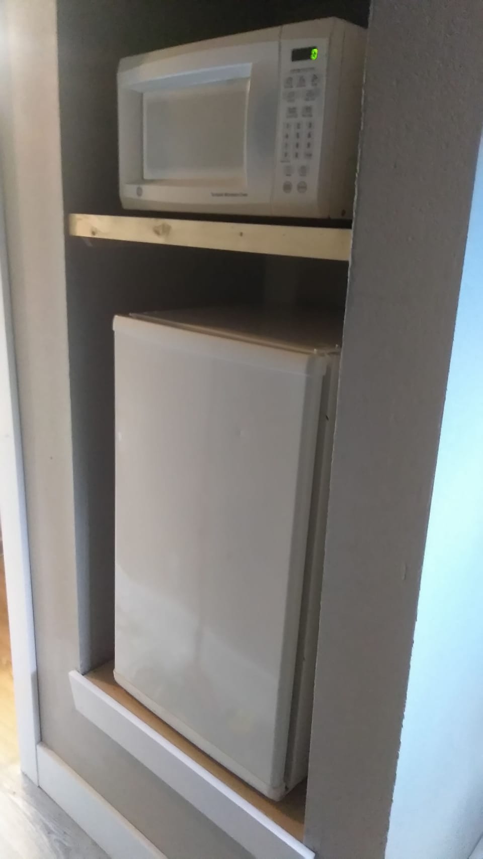 Fridge and microwave upstairs for late night cravings