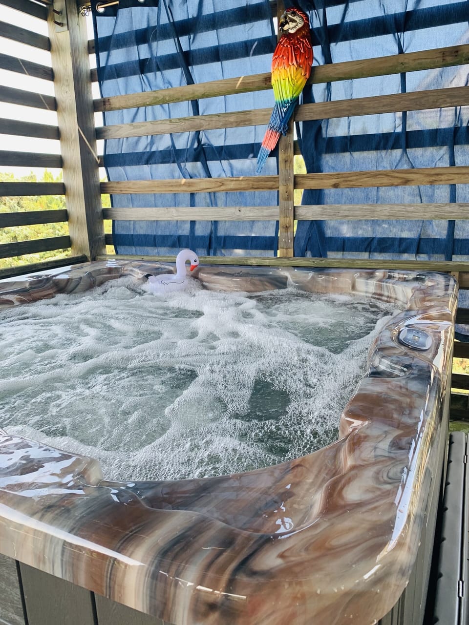 Private hot tub after a beach day
