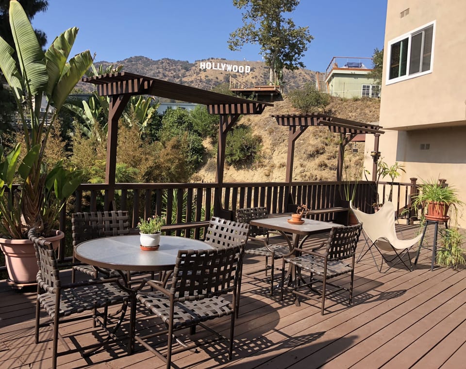 Spacious deck with Hollywood Sign Views