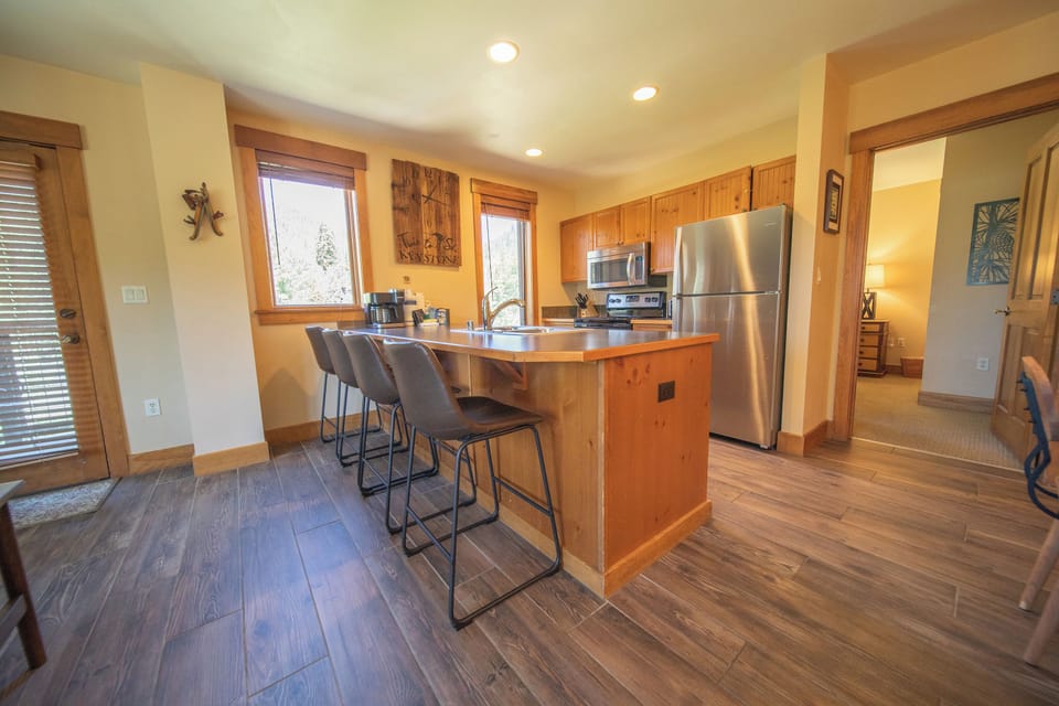Convenient bar stool seating at countertop