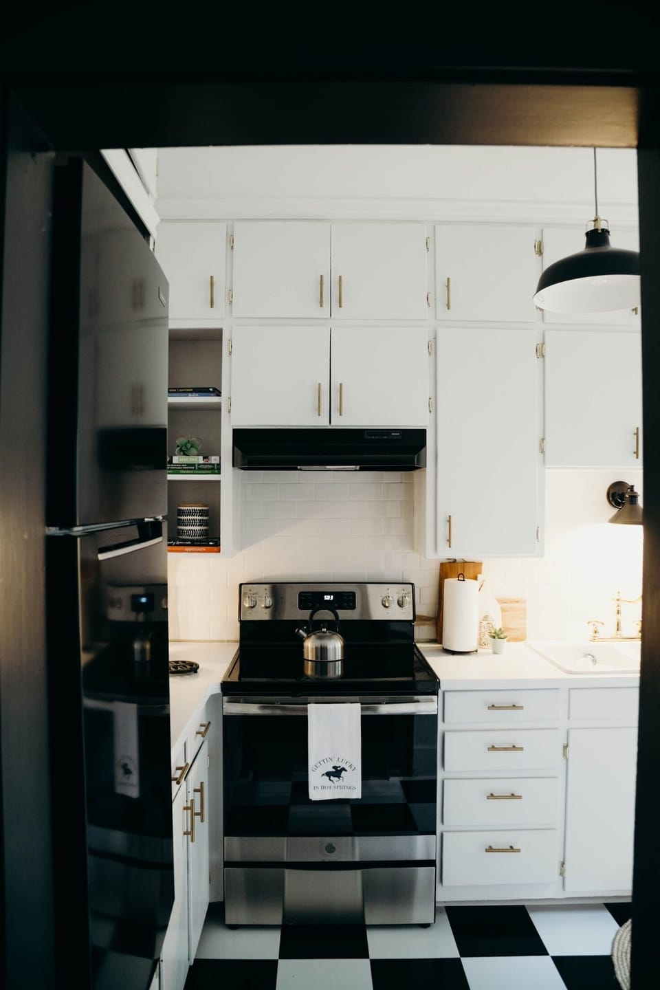 Galley kitchen, view from dining room