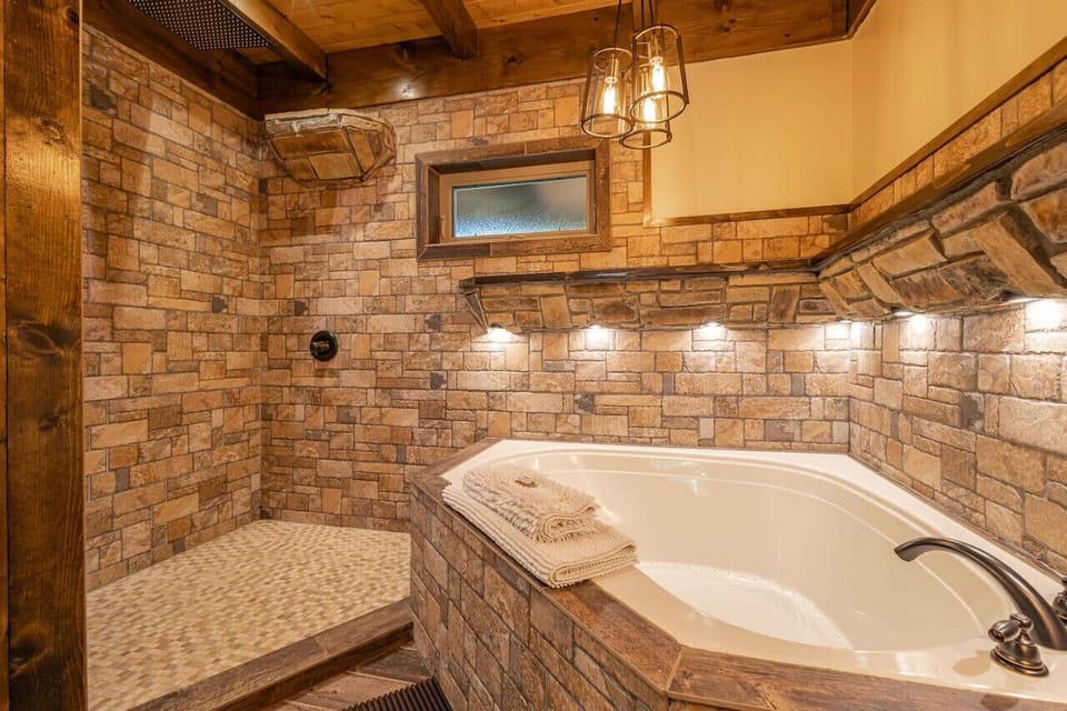Air tub and shower in master bathroom