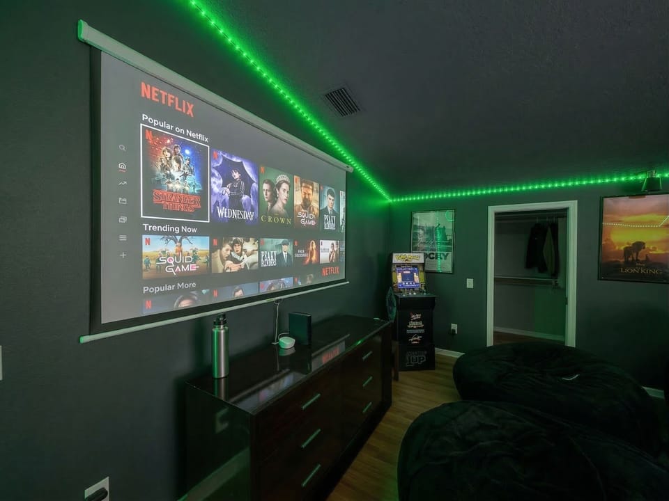 Enjoy movie nights on our large projector screen in the game room!