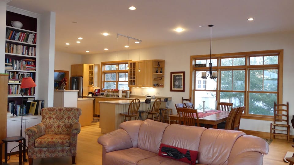 Living room looking towards the dining area and kitchen