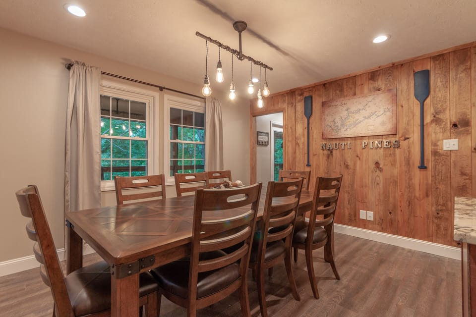 Dining area with 8 person table
