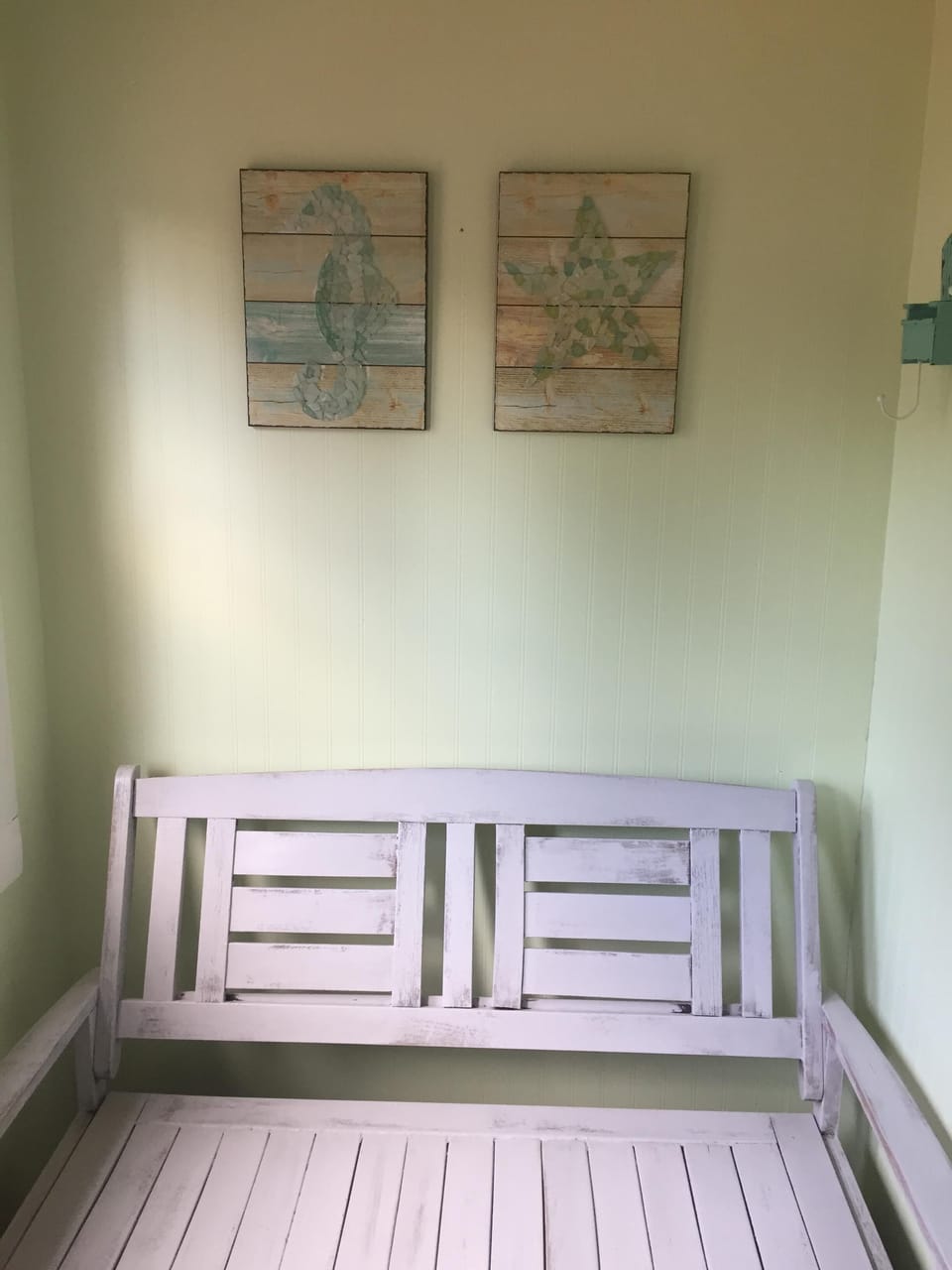 Seating in back entry mudroom
