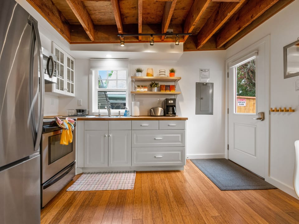 The tiny house gives you plenty of space to cook a light or gourmet meal.