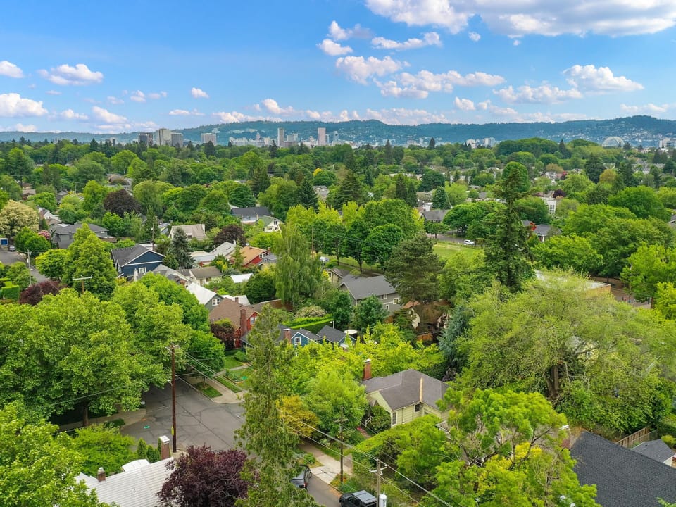Drone view of the Sabin neighborhood. 
