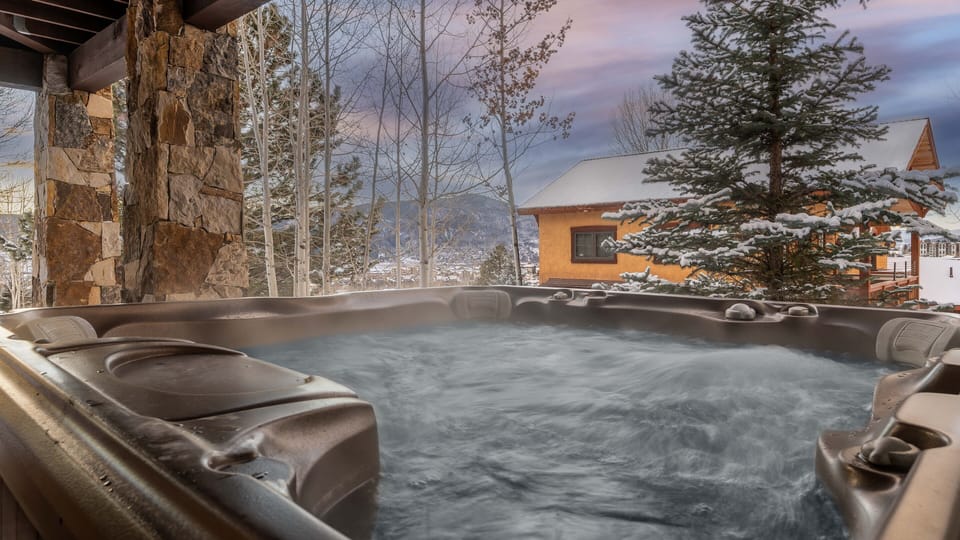 Private hot tub on ground level