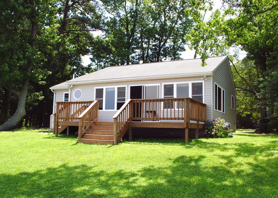 Back of Cottage facing the water and lawn