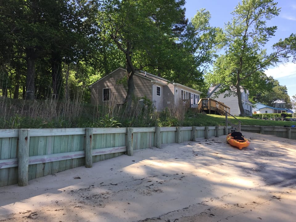 View of Cottage from the small, private beach at low tide
