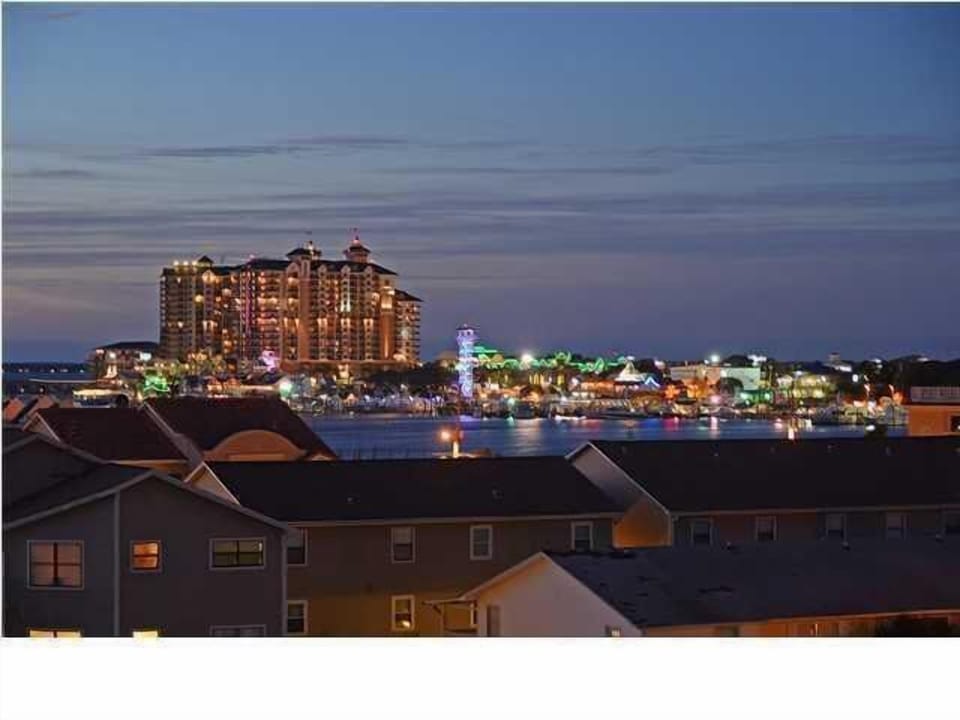 The harbor at night.  Yes, this was taken from the balcony too.