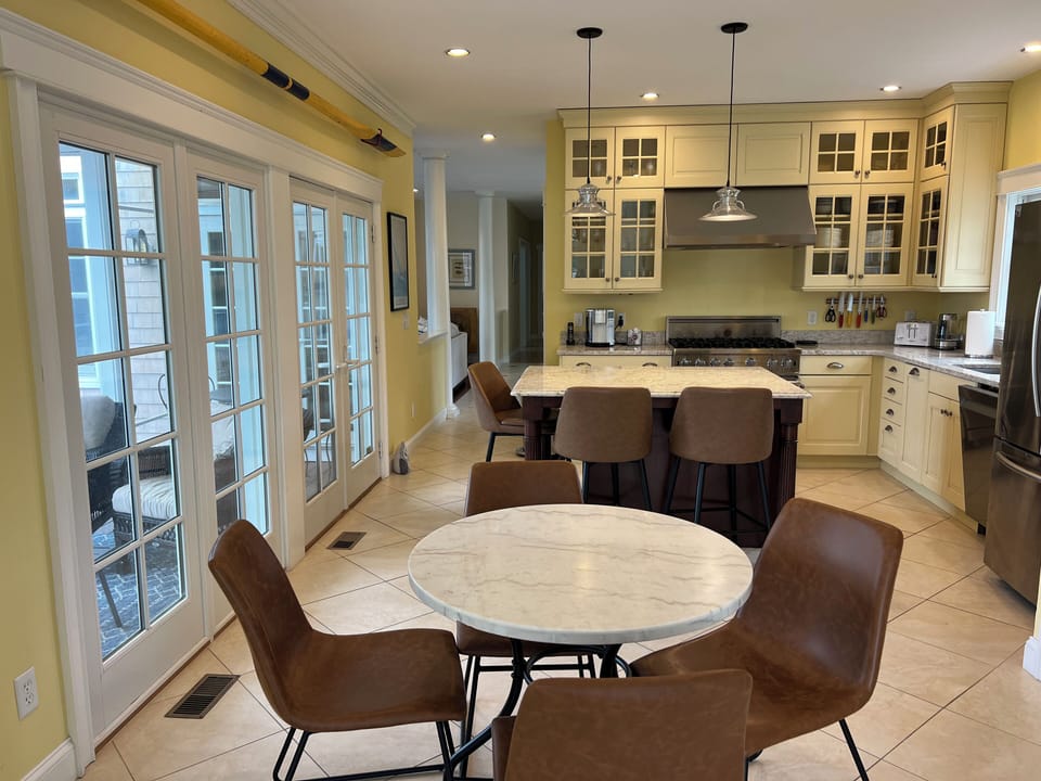 Bistro table and counter stools for coffee time and casual dining