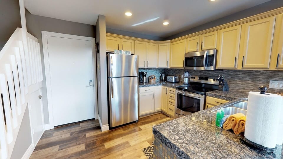 entry and kitchen