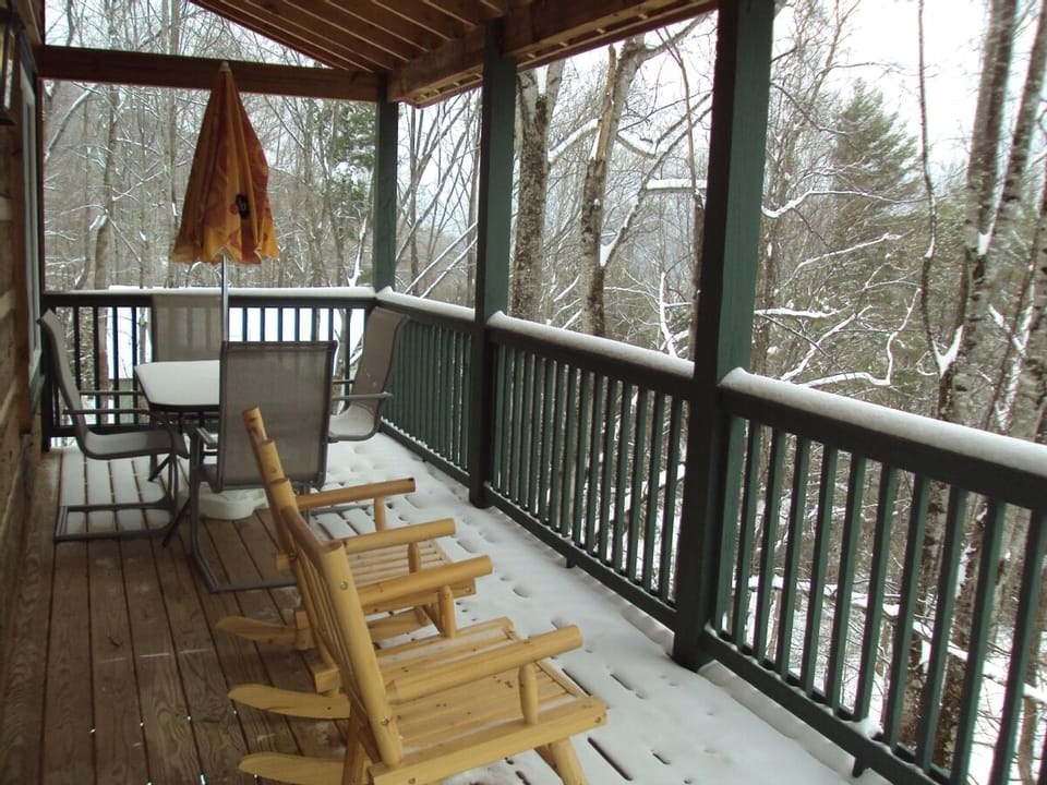 Deck for grilling, dining and socializing during the winter months