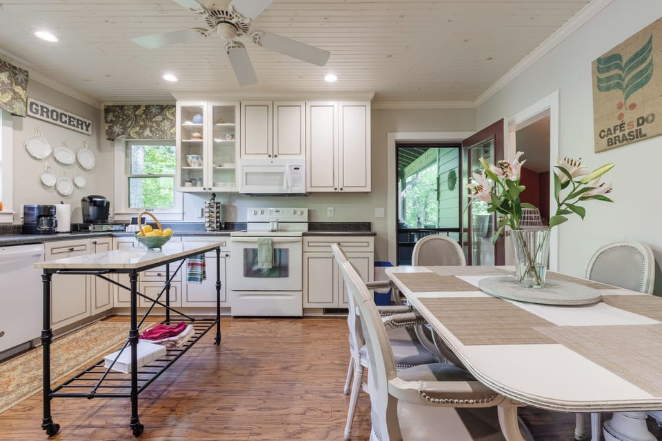 Seating for 6 and door to the back porch