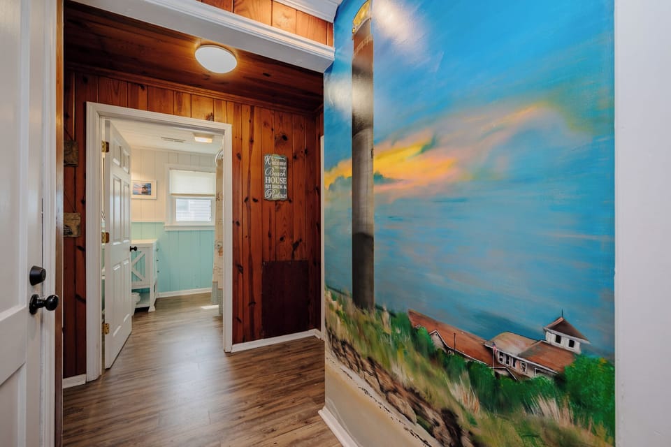 Oak Island Lighthouse Wall Art in Hallway