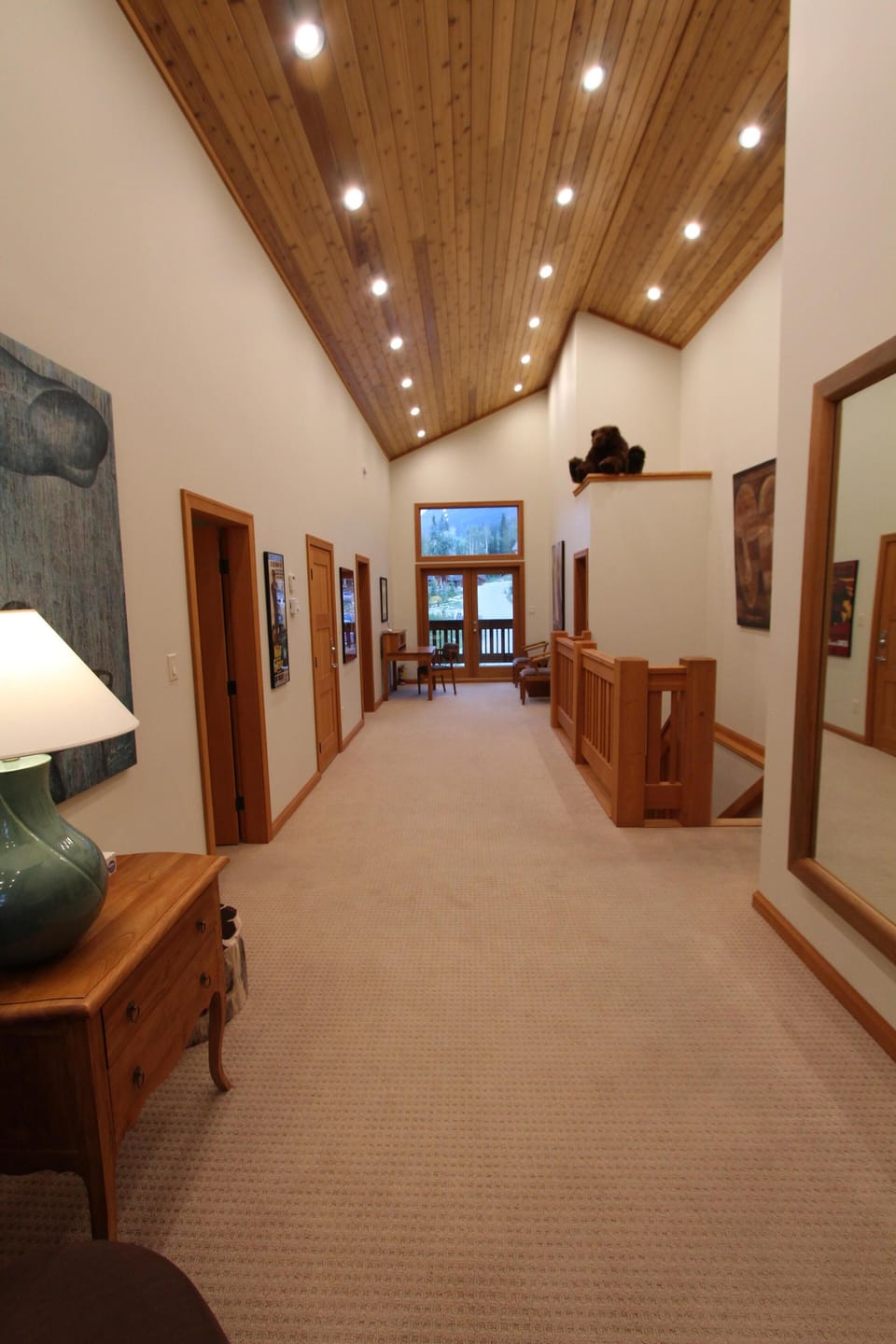 Looking the other way from above the great room is the upper landing.
