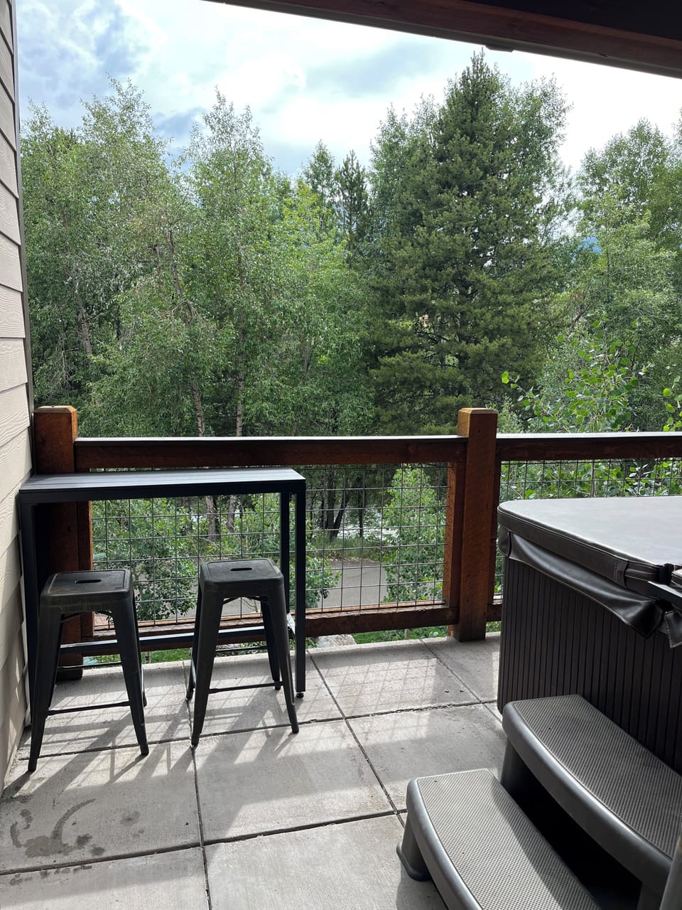 View of the balcony from inside. 