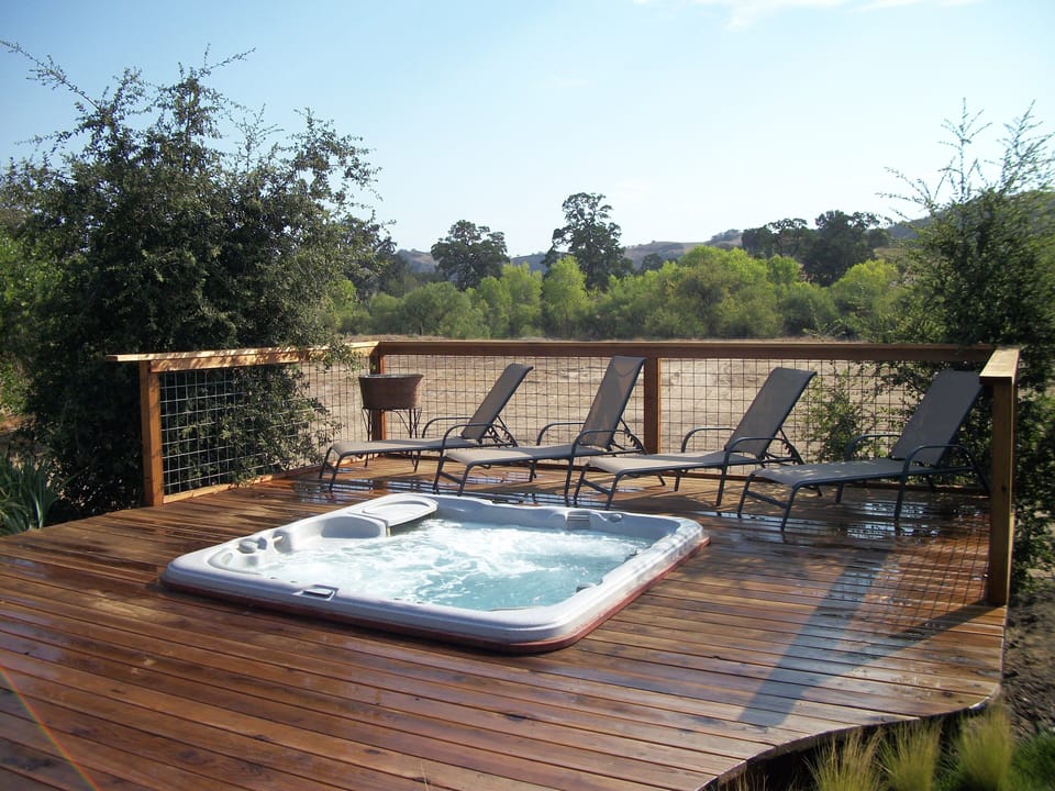 Hot tub and seating area