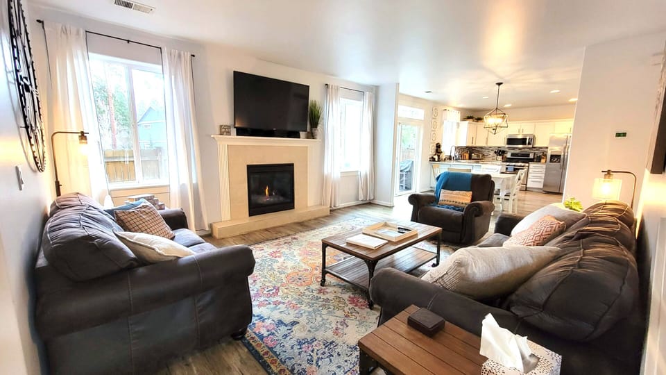 Living Room with Smart TV and Fireplace