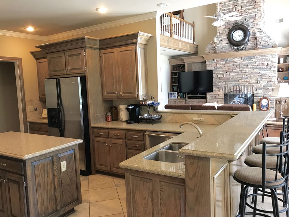open kitchen with breakfast bar 