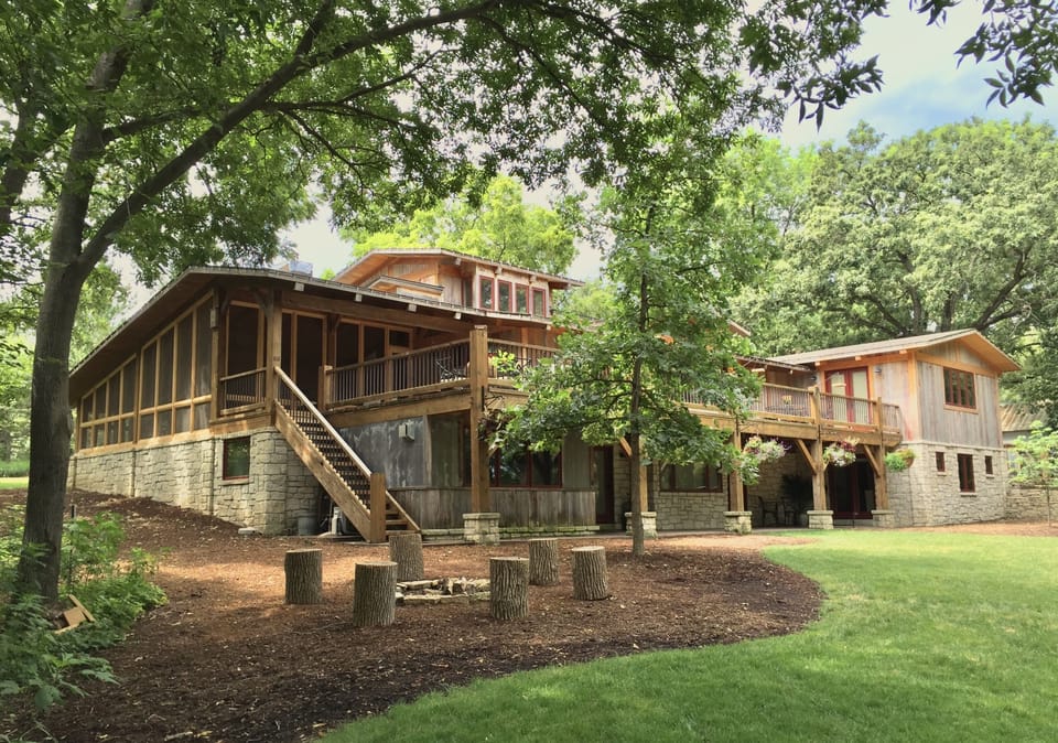 Private yard with patio, hammock and fire pit 