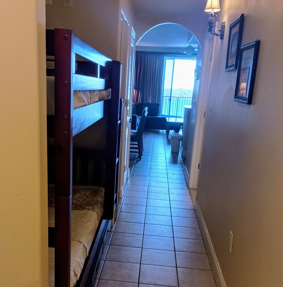 New bunk bed in hallway outside master bedroom