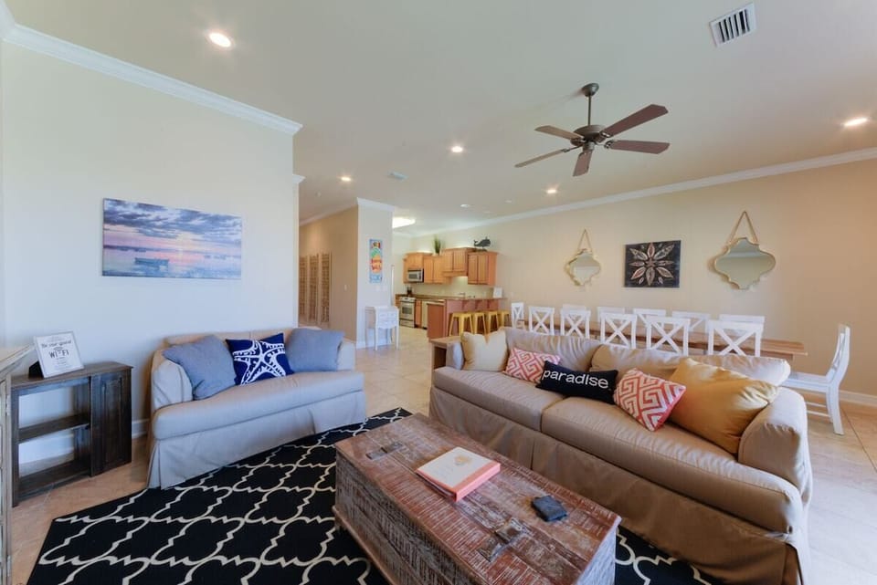 Open Living, Dining and Kitchen