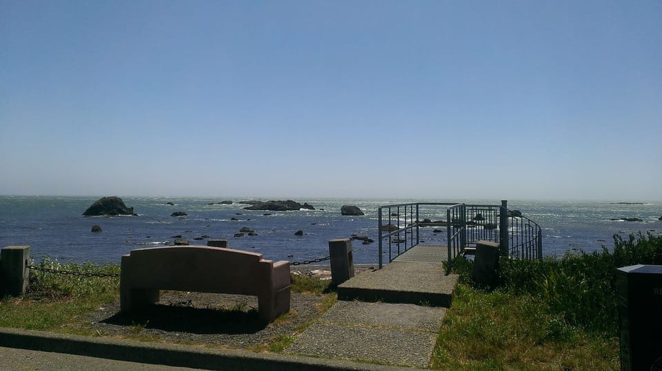 View at end of street less than a block away. Spiral staircase to beach.