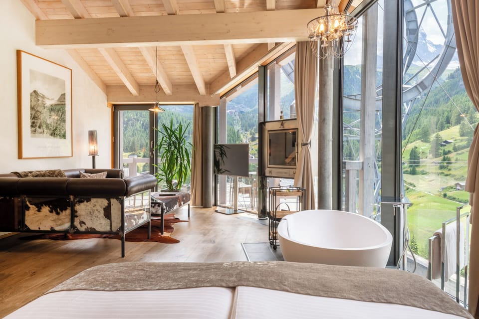 Matterhorn Roof Suite, Balcony (Matterhorn view) | Premium bedding, in-room safe, individually decorated, desk