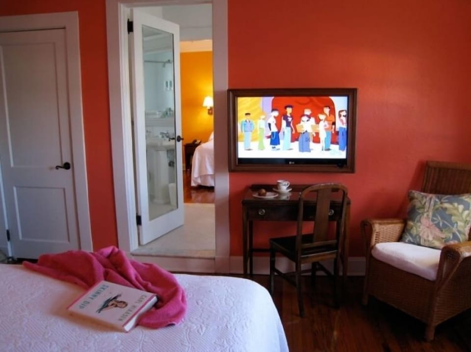 Flat-screen TV, iPod dock