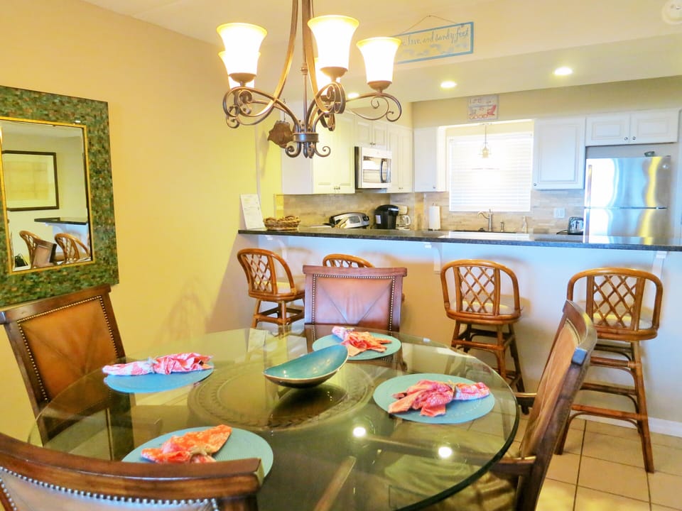 Dining table perfect for family dinners or game night.
