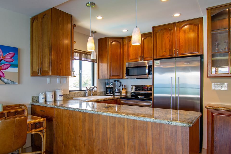 Gourmet kitchen with stainless steel appliances