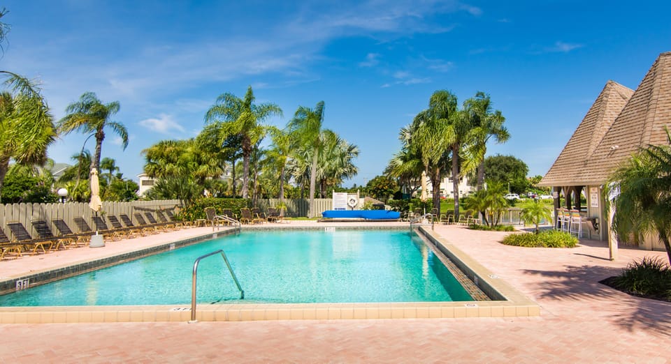 The pool and clubhouse area