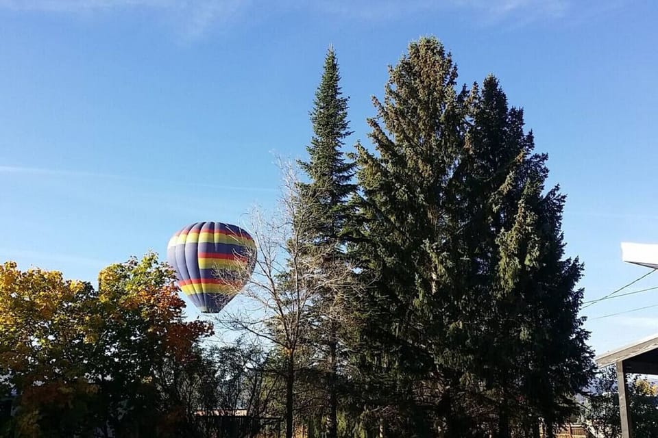Driggs` famous hot air balloons front the front porch.
