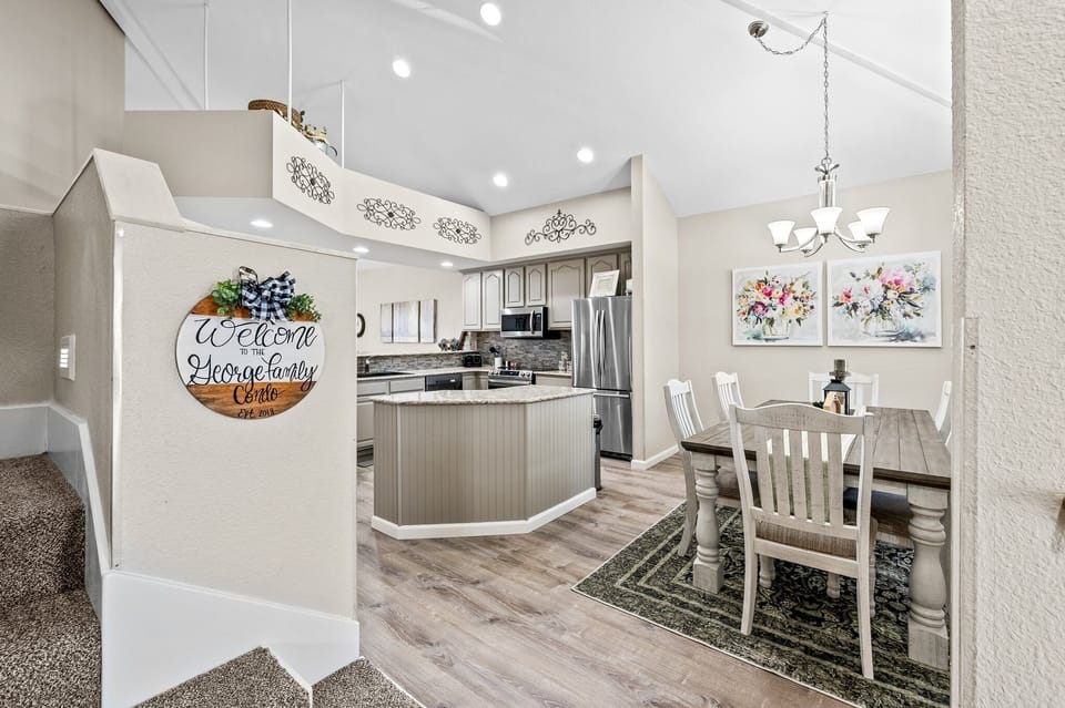 Enter into the dining room & kitchen