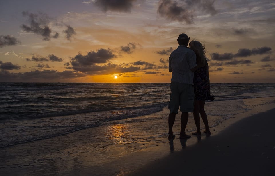 Sunset over gulf. A tiny walk from our unit, as we are on narrow part of AMI