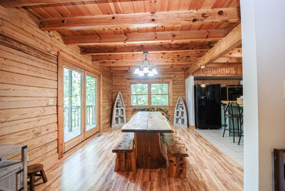Rustic dining  area.