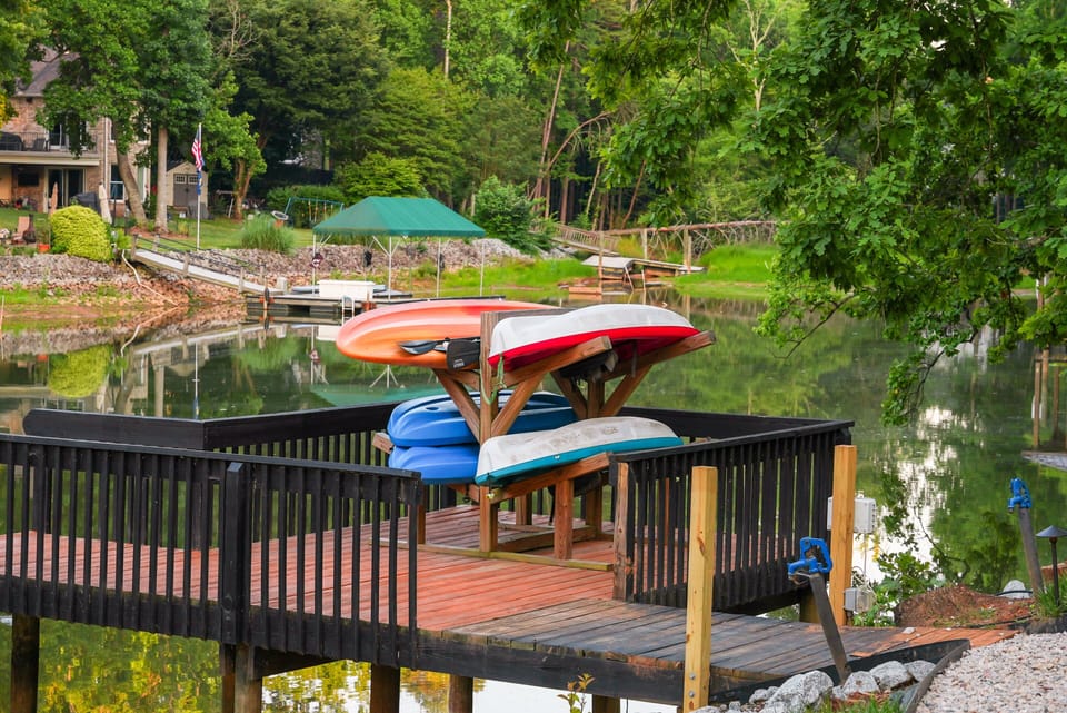 Explore the lake with the provided kayaks and paddle boards.